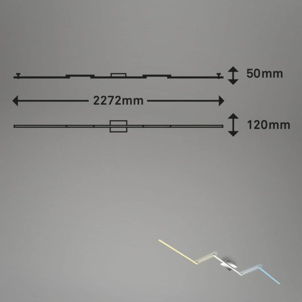 Briloner Plafonnier LED B smart, dimmable CCT, 227 x 12cm Briloner