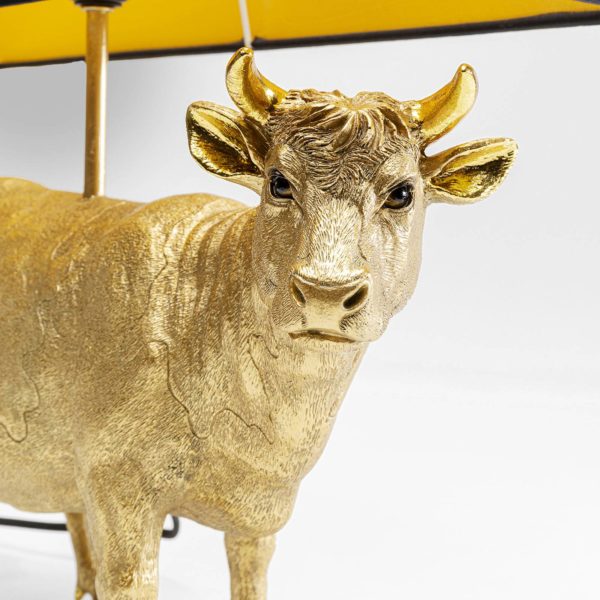 KARE Cow Gold lampe à poser avec abat-jour en lin Kare