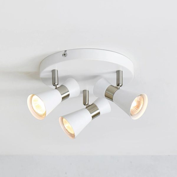 Markslöjd Plafonnier Folie, à trois lampes, blanc/acier Markslöjd