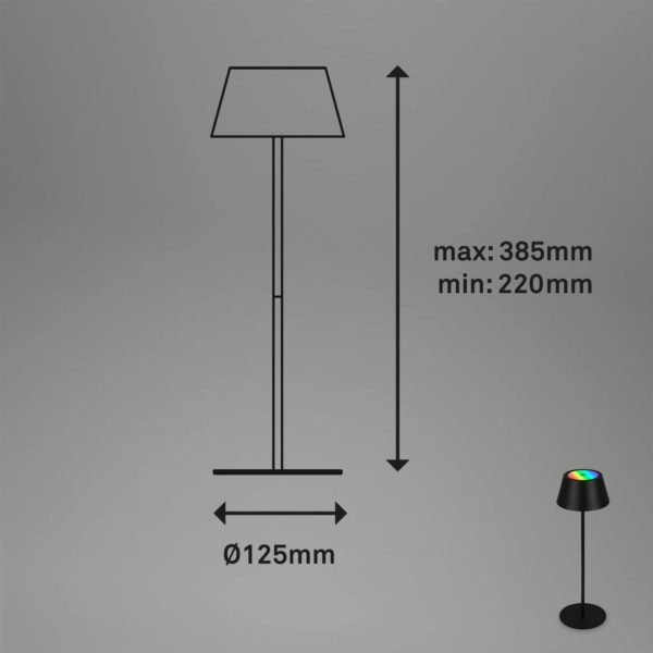 Briloner Lampe de table LED Kiki avec accu RGBW