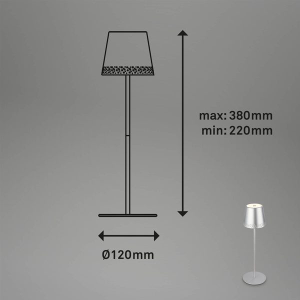 Briloner Lampe LED Kiki batterie 3 000 K, chromé mat Briloner