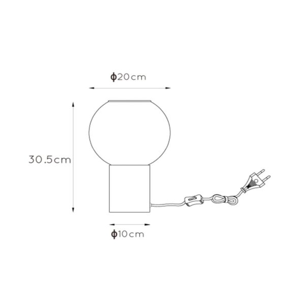 Lucide Lampe à poser Marius abat-jour en verre, noire Lucide