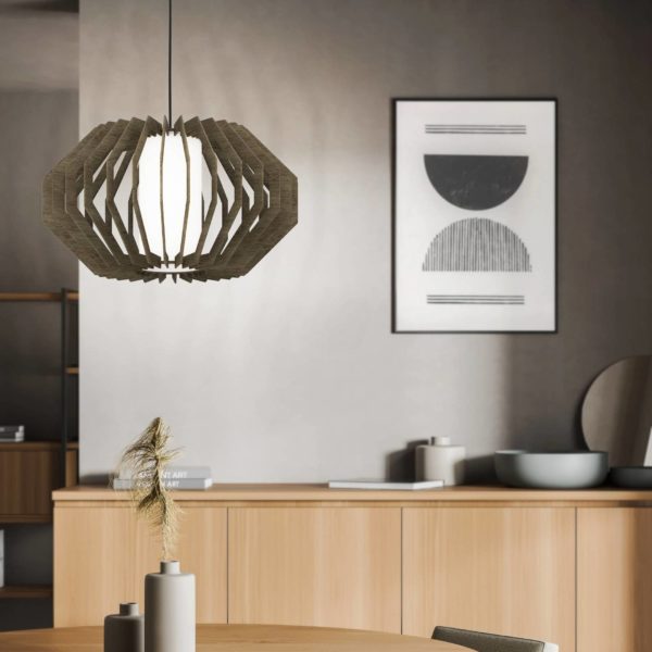 EGLO Suspension Rusticaria avec barres en bois EGLO