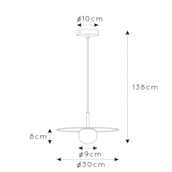 Lucide Suspension Topher, Ø 30 cm, chromé mat/opale Lucide