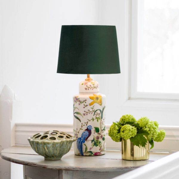 PR Home Li Na lampe abat-jour velours vert Ø 30 cm PR Home