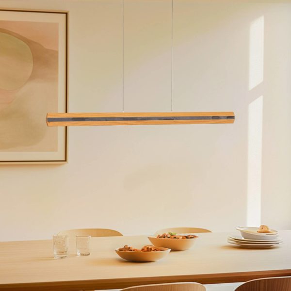 Quitani Elis suspension LED chêne/noire 118 cm quitani
