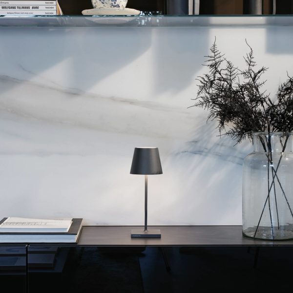 Zafferano Poldina mini lampe batterie IP65 gris Zafferano