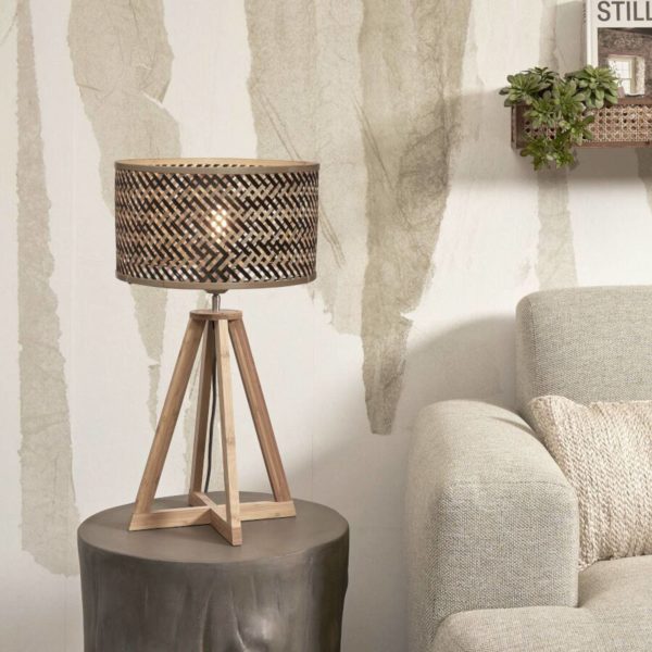 GOOD & MOJO Java lampe table pyramide naturel/noir Good & Mojo