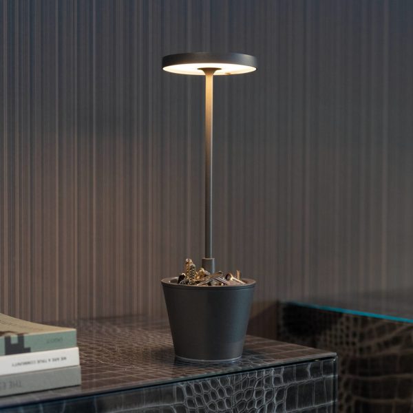 Zafferano Poldina Reverso lampe batterie gris Zafferano