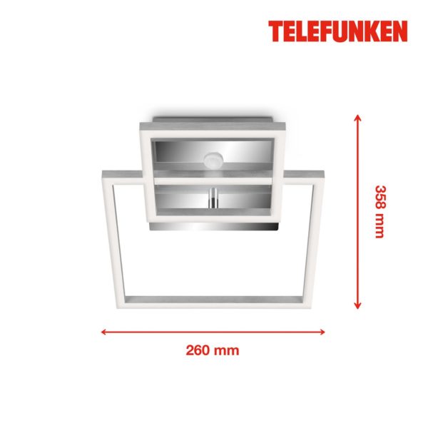 Telefunken Plafonnier à capteur LED Frame chromé/alu 26×36 cm Telefunken