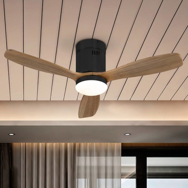 Schuller Valencia Ventilateur de plafond Siroco Mini LED, noir/noyer Schuller Valencia