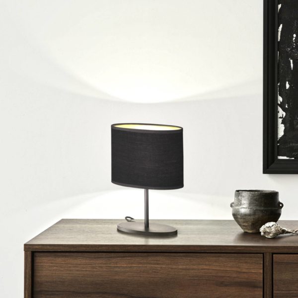 FH Lighting Lampe à poser Momo avec abat-jour chintz noir/doré FH Lighting