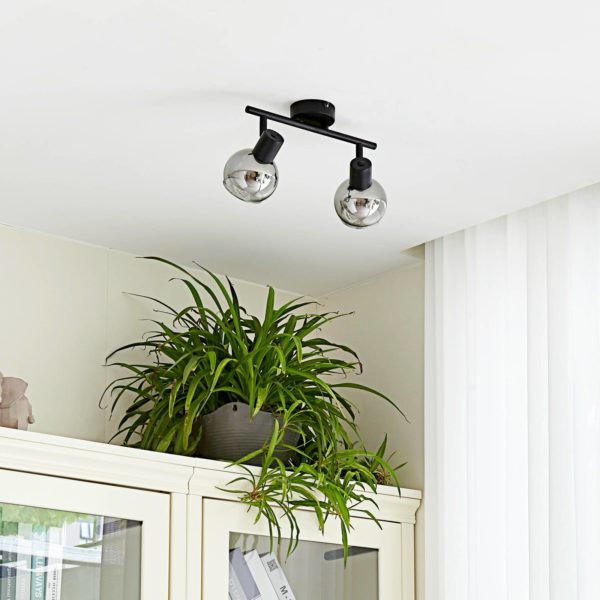 Lindby Arna plafonnier, noir, à 2 lampes LINDBY