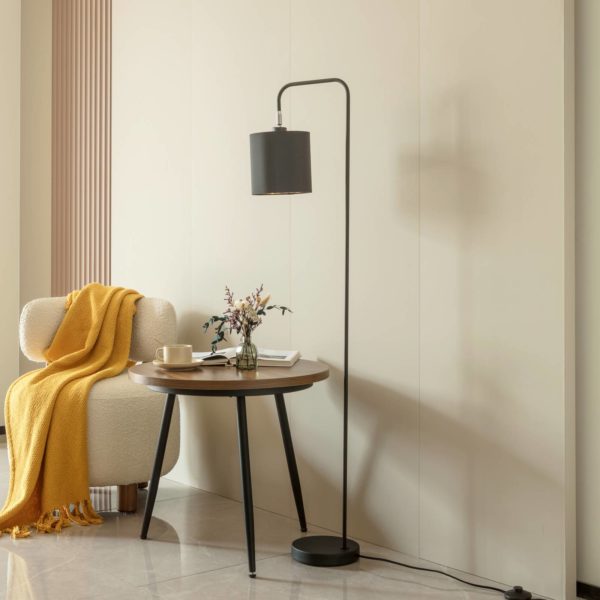 Lindby Hinay lampe sur pied en tissu noir/doré LINDBY