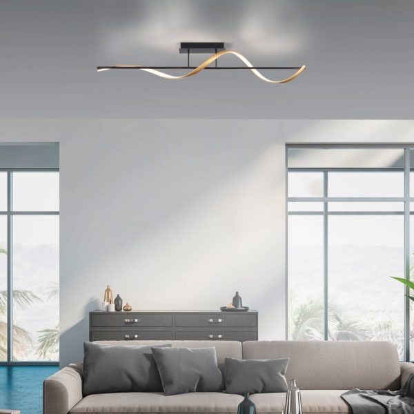 Q-Smart-Home Paul Neuhaus Q-Swing plafonnier anthracite/laiton Q-Smart-Home