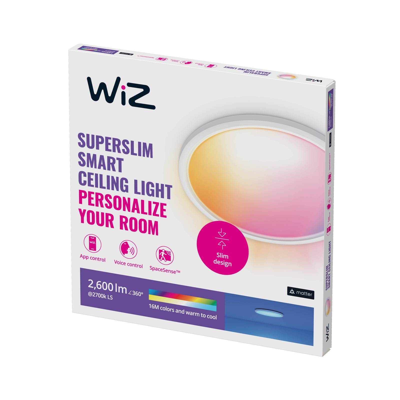 Plafonnier LED WiZ SuperSlim RGBW Ø42cm blanc WiZ