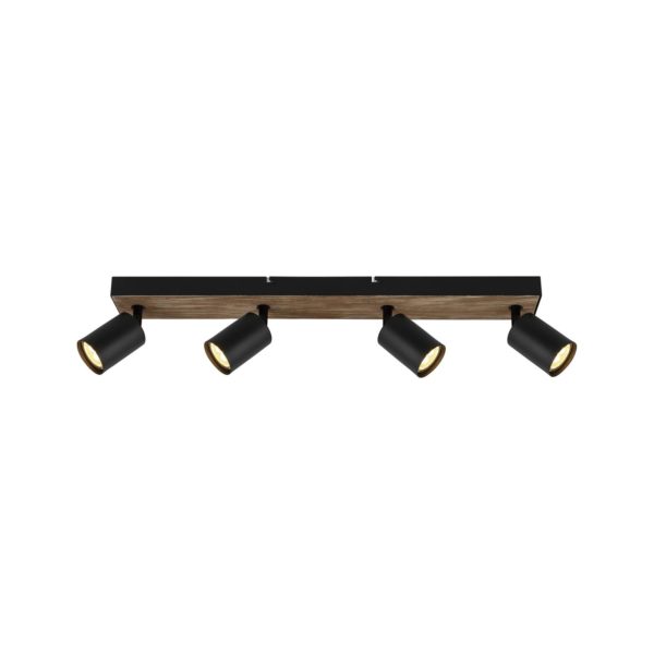 Brilliant Applique murale Jello Wood, noir/bois, à 4 lampes Brilliant
