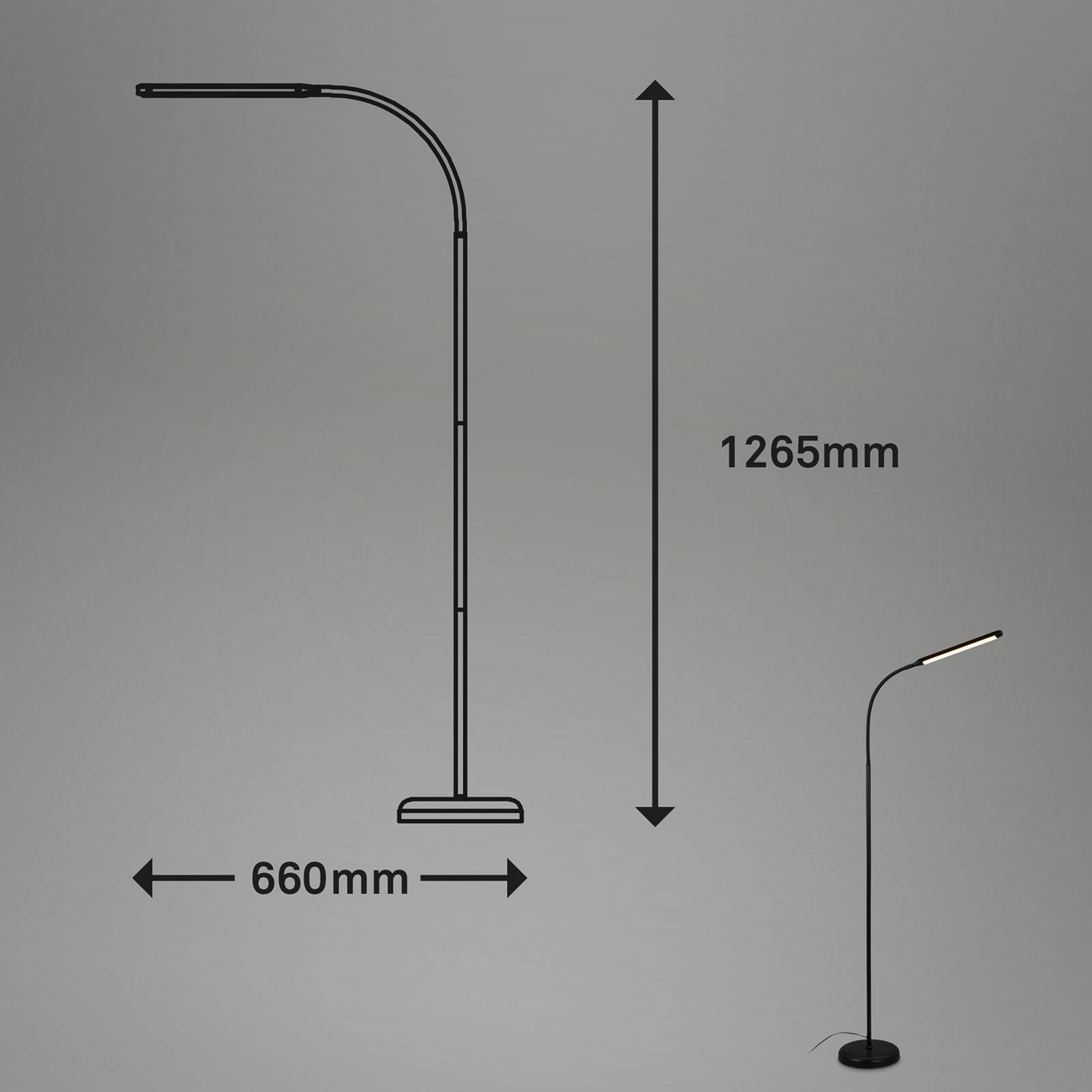 Briloner Lampadaire LED Pivaz réglable tactile noir Briloner