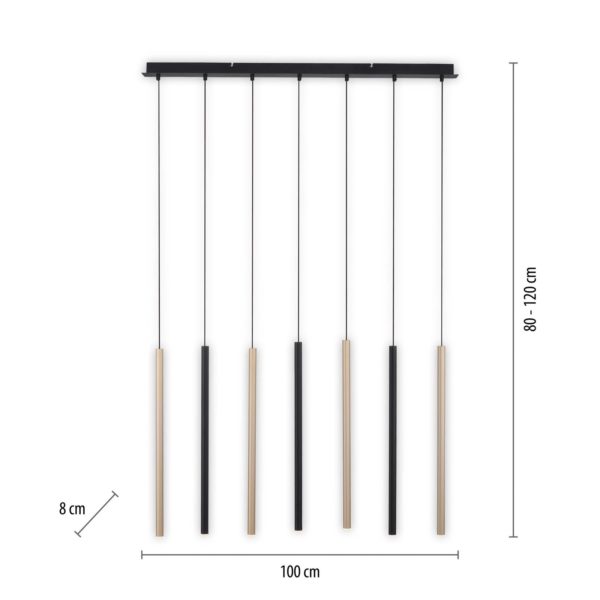 Paul Neuhaus Suspension LED inondation, dimmable, à 7 lampes PAUL NEUHAUS