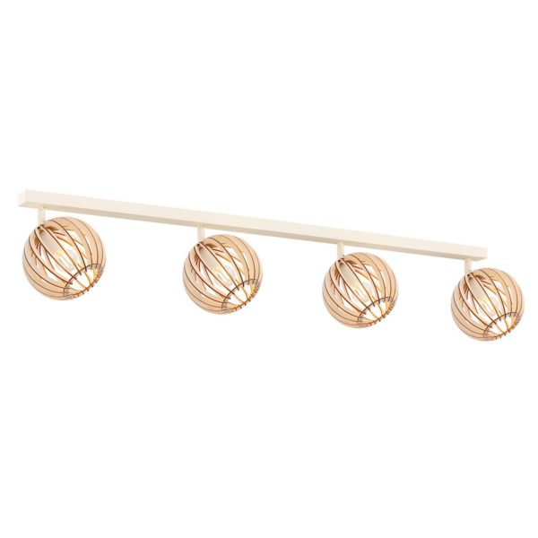 Argon Plafonnier Paz blanc lamelles bois