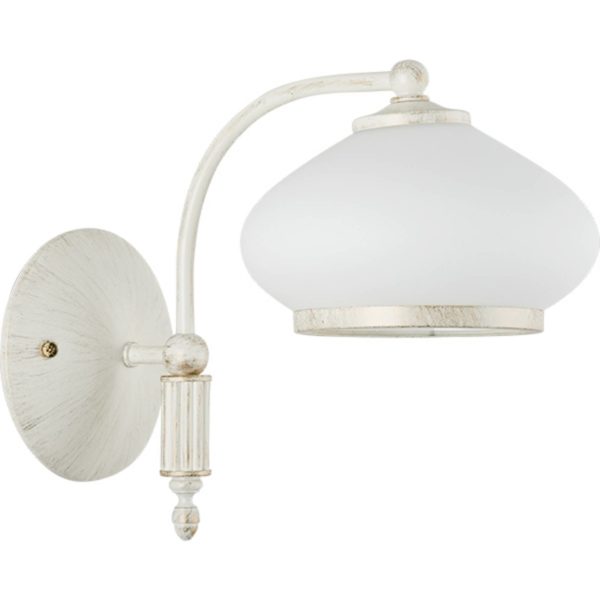 Alfa Applique Astoria avec abat-jour en verre, blanche Alfa