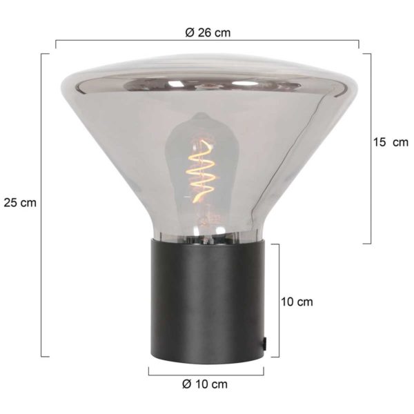 Steinhauer Lampe table Ambiance abat-jour verre noire/fumée Steinhauer