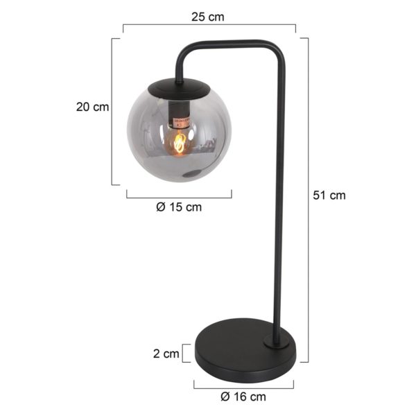 Steinhauer Lampe à poser Bollique abat-jour en verre fumé Steinhauer