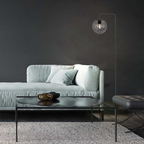 Steinhauer Lampe sur pied Bollique abat-jour en verre fumé Steinhauer