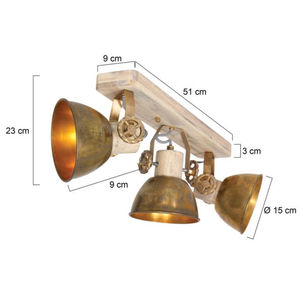 Steinhauer Spot pour plafond Gearwood, 3 lampes bronze Steinhauer
