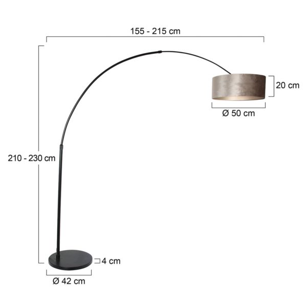Steinhauer Lampadaire arqué Sparkled Light noir/argenté Steinhauer