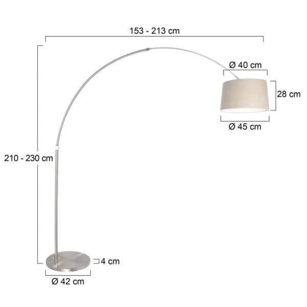 Steinhauer Lampadaire arqué Sparkled Light argenté/boue Steinhauer