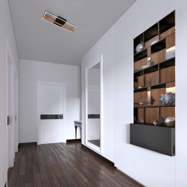 Briloner Plafonnier LED 3777015 rectangulaire avec bois Briloner