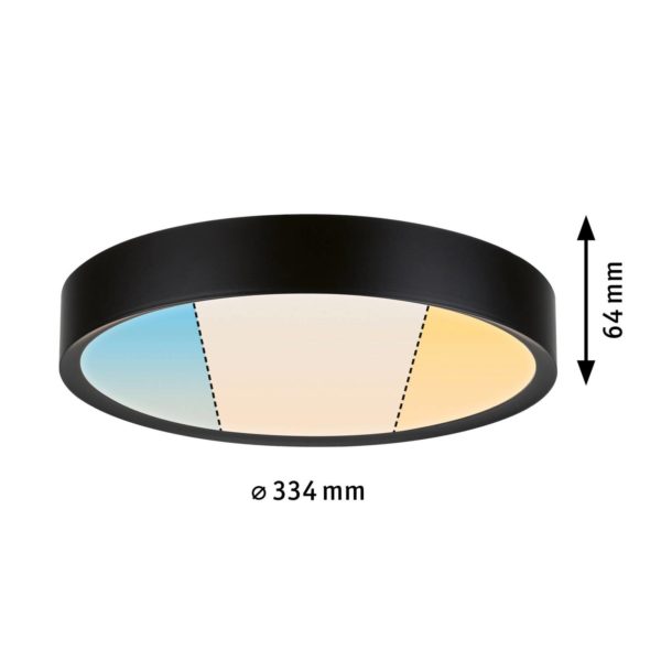 Paulmann Tega plafonnier LED IP44 CCT noir Paulmann