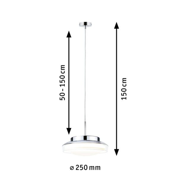 Paulmann Luena suspension LED IP44 chromée Ø25 cm Paulmann