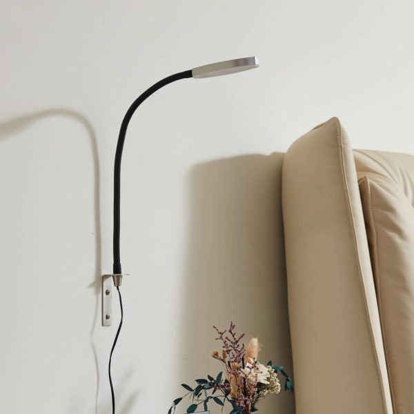 Lindby Flexola liseuse LED, nickel, tête ronde LINDBY