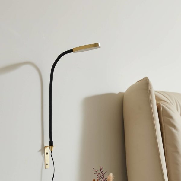Lindby Flexola liseuse LED, dorée, tête ronde LINDBY