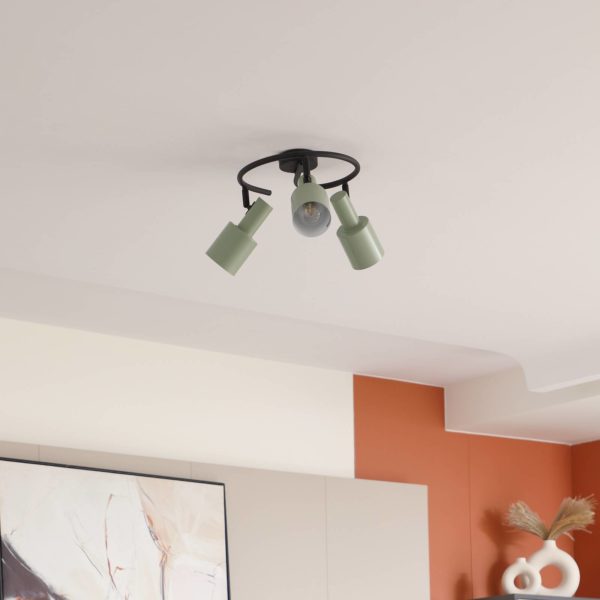 Lindby spot pour plafond Ovelia, vert/noir, rond, 3 lampes LINDBY