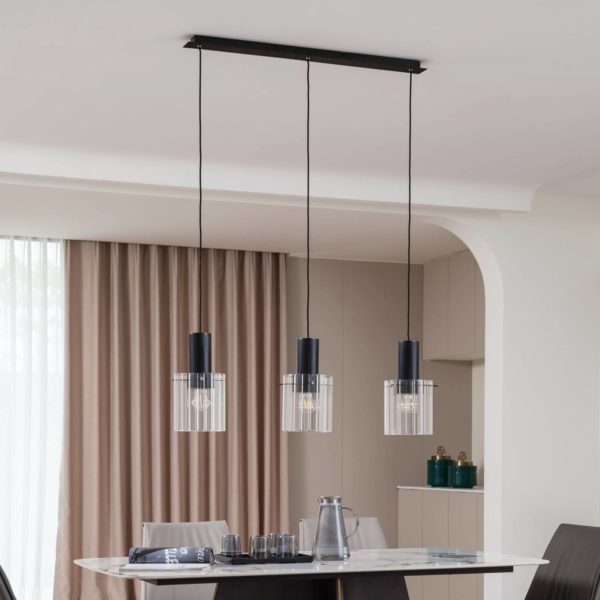 Lucande Eirian Suspension avec abat-jour en verre, à 3 lampes LUCANDE