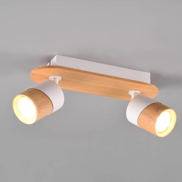 Trio Lighting Spot pour plafond Aruni en bois à 2 lampes blanc Trio Lighting