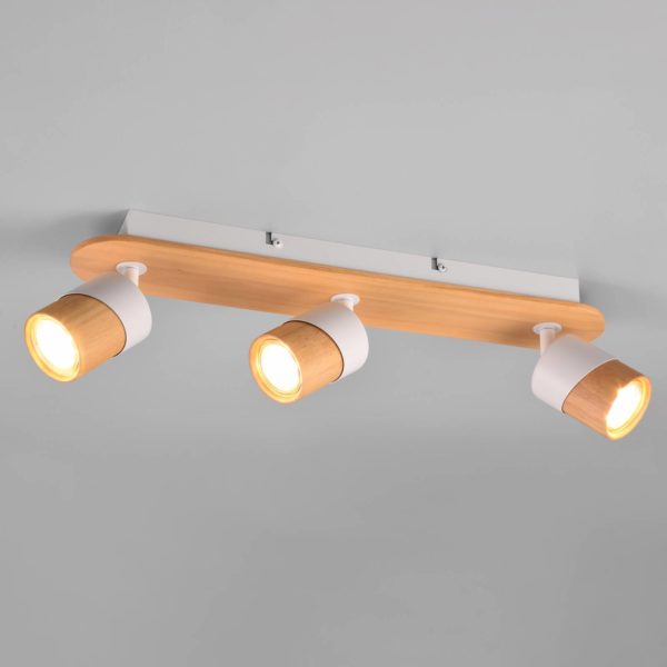 Trio Lighting Spot pour plafond Aruni en bois à 3 lampes blanc Trio Lighting
