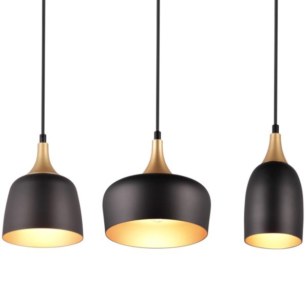 Trio Lighting Suspension Chiraz, à 3 lampes, noire/dorée Trio Lighting