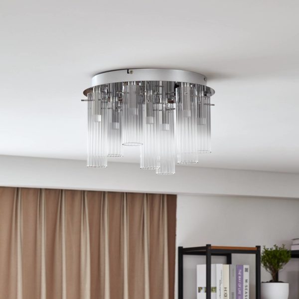 Lucande Korvitha Plafonnier LED Abat-jour en verre