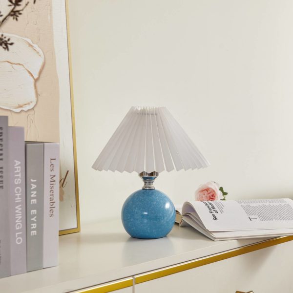 Lindby lampe à poser Kerimi, céramique, bleu LINDBY