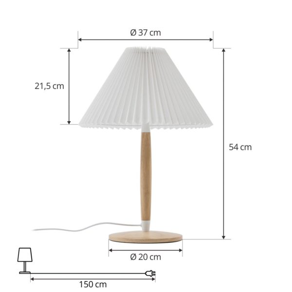 Lucande Ellorin lampe à poser, bois, abat-jour textile LUCANDE