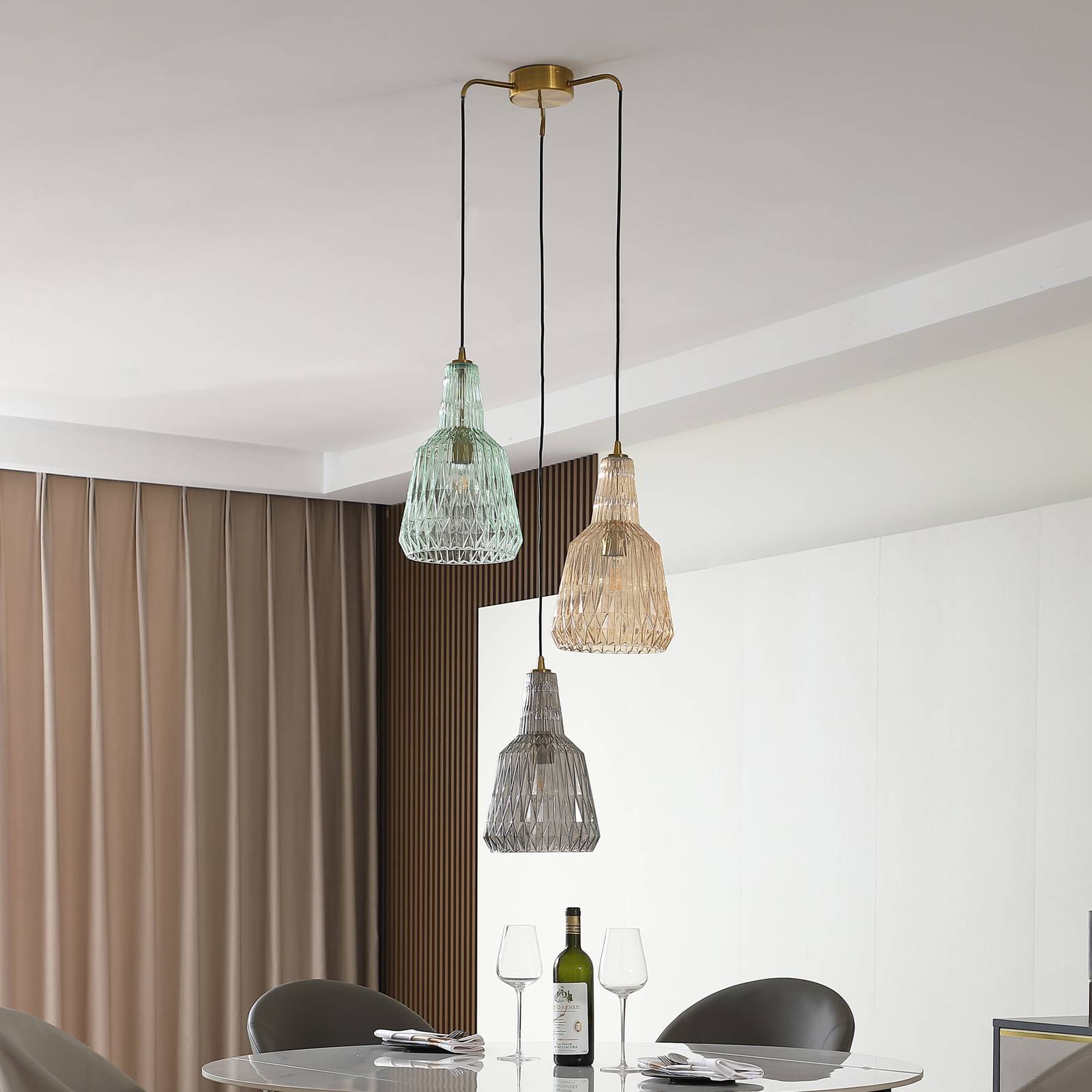 Lindby Belarion suspension multicolore à 3 lampes LINDBY