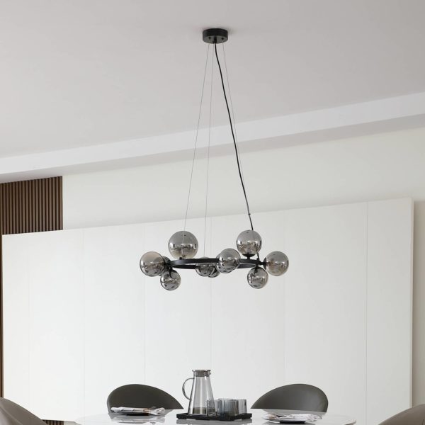 Lucande Naelen suspension ronde noire/grise LUCANDE