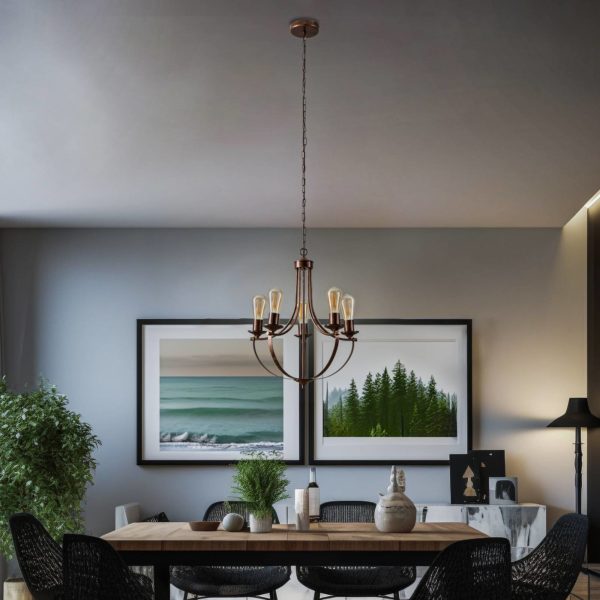 Euluna Gina lustre en brun, à 5 lampes Euluna