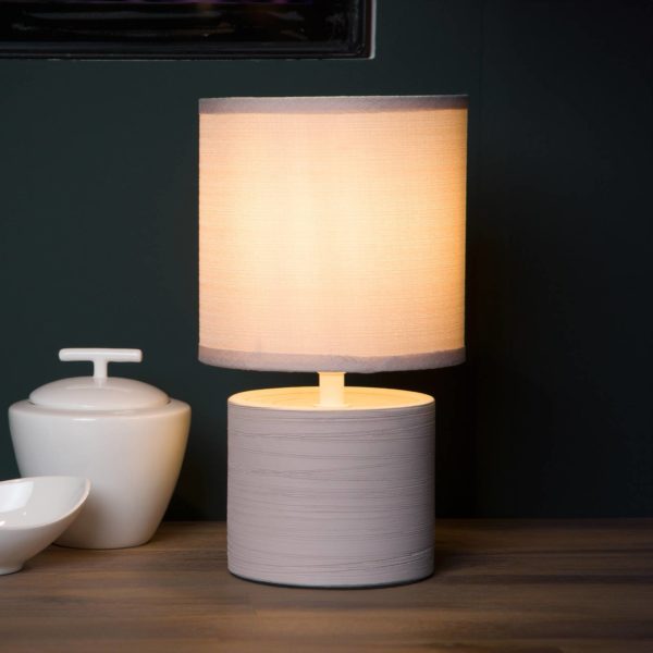 Lucide Lampe à poser Greasby abat-jour en tissu, beige Lucide