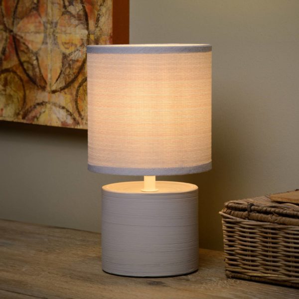 Lucide Lampe à poser Greasby abat-jour en tissu, grise Lucide