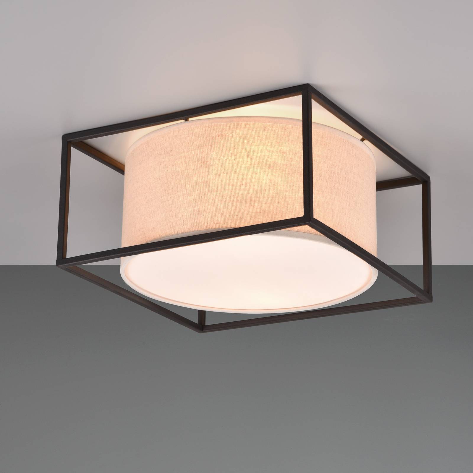 Trio Lighting Plafonnier Ross avec abat-jour en tissu